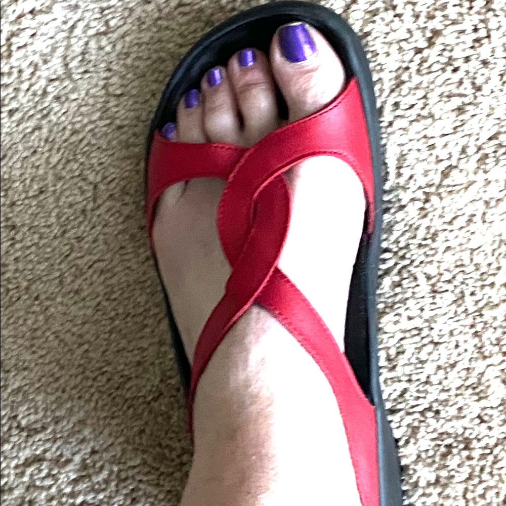 Red leather sandals
